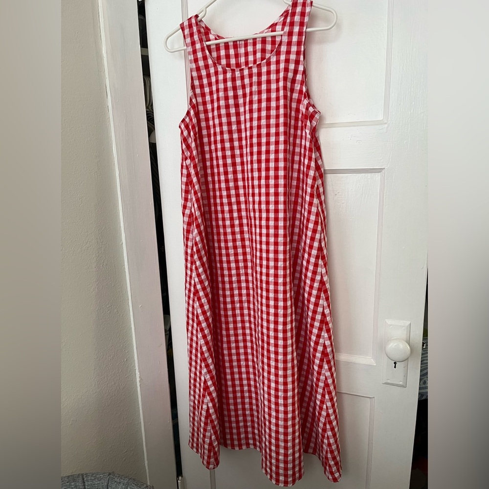 Red Gingham Sleeveless Dress